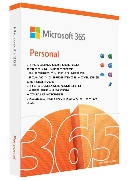 Microsoft Office 365 Personal – Suscripción Digital (1 Año / Correo propio)